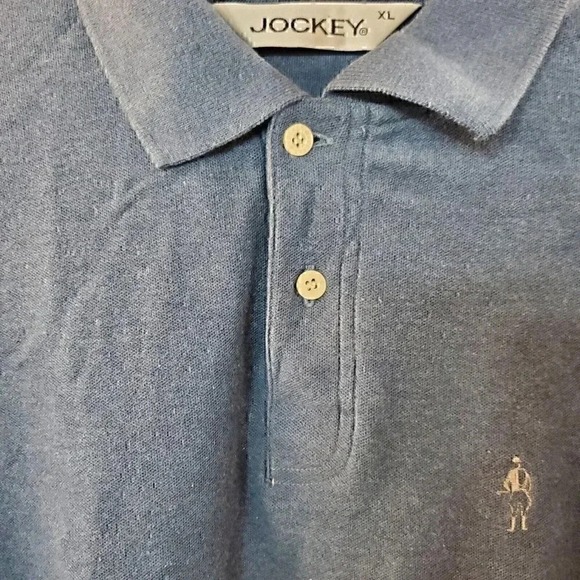 Jockey Mens Polo Shirt Blue XL Short Sleeve Embroidered Logo Button Up Top - Picture 3 of 11